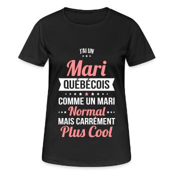 J'ai un mari Québécois plus cool - T-shirt respirant Femme - noir - Devant - AI Model Female 172 light (172cm)