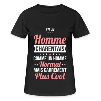 J'ai un homme Charentais plus cool - T-shirt respirant Femme - noir - Devant - AI Model Female 172 light (172cm)