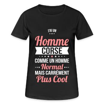 J'ai un homme Corse plus cool - T-shirt respirant Femme - noir - Devant - AI Model Female 172 light (172cm)