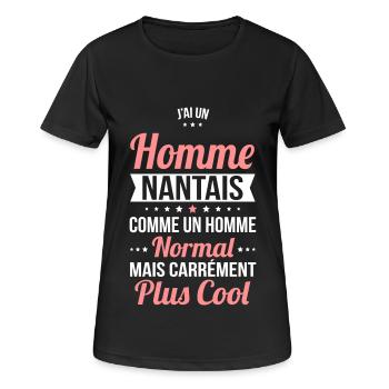 J'ai un homme Nantais plus cool - T-shirt respirant Femme - noir - Devant - AI Model Female 172 light (172cm)