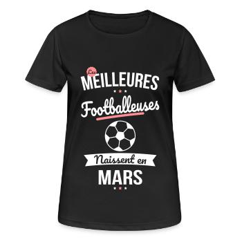 Les meilleures footballeuses naissent en Mars - T-shirt respirant Femme - noir - Devant - AI Model Female 172 light (172cm)