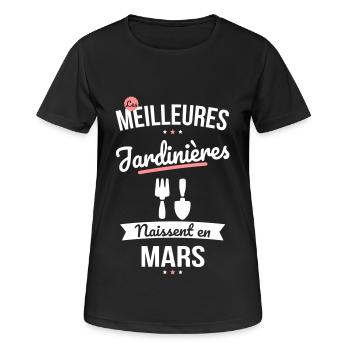 Les meilleures jardinières naissent en Mars - T-shirt respirant Femme - noir - Devant - AI Model Female 172 light (172cm)