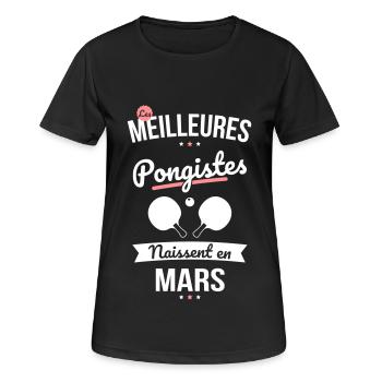 Les meilleures pongistes naissent en Mars - T-shirt respirant Femme - noir - Devant - AI Model Female 172 light (172cm)