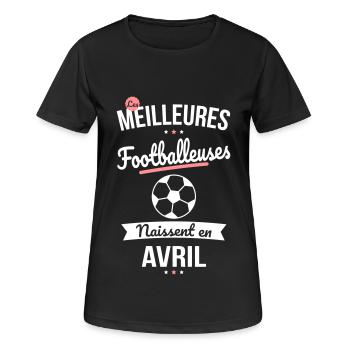 Les meilleures footballeuses naissent en Avril - T-shirt respirant Femme - noir - Devant - AI Model Female 172 light (172cm)