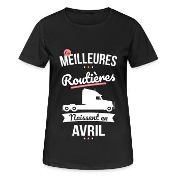 Les meilleures routières naissent en Avril - T-shirt respirant Femme - noir - Devant - AI Model Female 172 light (172cm)