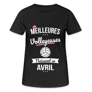 Les meilleures volleyeuses naissent en Avril - T-shirt respirant Femme - noir - Devant - AI Model Female 172 light (172cm)