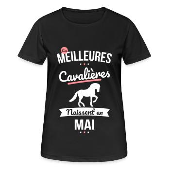 Les meilleures cavalières naissent en Mai - T-shirt respirant Femme - noir - Devant - AI Model Female 172 light (172cm)