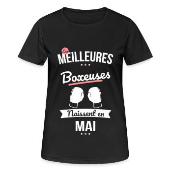 Les meilleures boxeuses naissent en Mai - T-shirt respirant Femme - noir - Devant - AI Model Female 172 light (172cm)