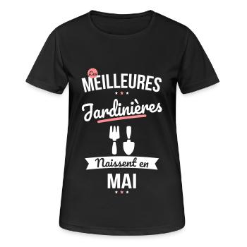 Les meilleures jardinières naissent en Mai - T-shirt respirant Femme - noir - Devant - AI Model Female 172 light (172cm)