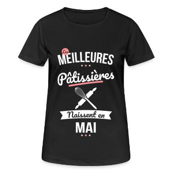 Les meilleures pâtissières naissent en Mai - T-shirt respirant Femme - noir - Devant - AI Model Female 172 light (172cm)
