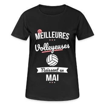 Les meilleures volleyeuses naissent en Mai - T-shirt respirant Femme - noir - Devant - AI Model Female 172 light (172cm)