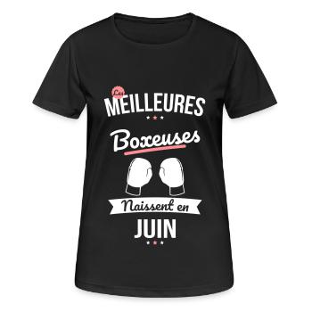 Les meilleures boxeuses naissent en Juin - T-shirt respirant Femme - noir - Devant - AI Model Female 172 light (172cm)