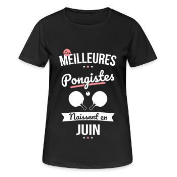 Les meilleures pongistes naissent en Juin - T-shirt respirant Femme - noir - Devant - AI Model Female 172 light (172cm)