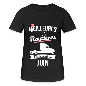 Les meilleures routières naissent en Juin - T-shirt respirant Femme - noir - Devant - AI Model Female 172 light (172cm)