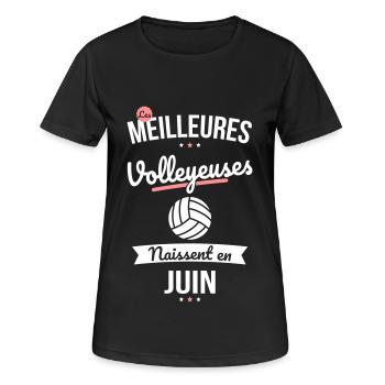 Les meilleures volleyeuses naissent en Juin - T-shirt respirant Femme - noir - Devant - AI Model Female 172 light (172cm)