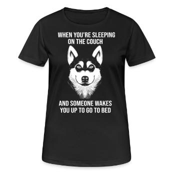 Husky - Frauen T-Shirt atmungsaktiv - Schwarz - Vorne - AI Model Female 172 light (172cm)