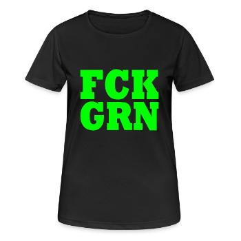 Fck grn - Frauen T-Shirt atmungsaktiv - Schwarz - Vorne - AI Model Female 172 light (172cm)