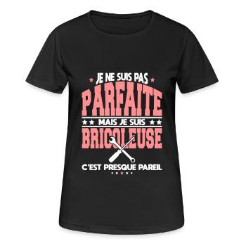 Je ne suis pas parfaite mais je suis bricoleuse - T-shirt respirant Femme - noir - Devant - AI Model Female 172 light (172cm)