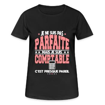 Je ne suis pas parfaite mais je suis comptable - T-shirt respirant Femme - noir - Devant - AI Model Female 172 light (172cm)