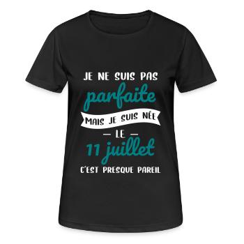 Anniversaire - Pas parfaite mais née le 11 Juillet - T-shirt respirant Femme - noir - Devant - AI Model Female 172 light (172cm)