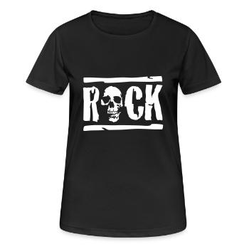 rock2_1c - Frauen T-Shirt atmungsaktiv - Schwarz - Vorne - AI Model Female 172 light (172cm)