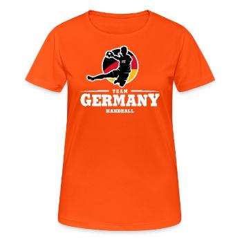 HANDBALL TEAM GERMANY - Frauen T-Shirt atmungsaktiv - Neonorange - Vorne - AI Model Female 172 dark (172cm)