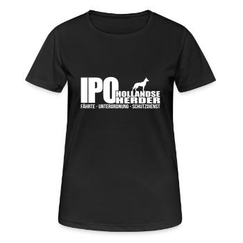 IPO HOLLANDSE HERDER - Frauen T-Shirt atmungsaktiv - Schwarz - Vorne - AI Model Female 172 light (172cm)