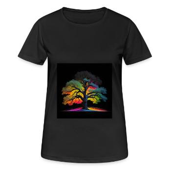 Baum in Leuchtfarben - Frauen T-Shirt atmungsaktiv - Schwarz - Vorne - AI Model Female 172 light (172cm)