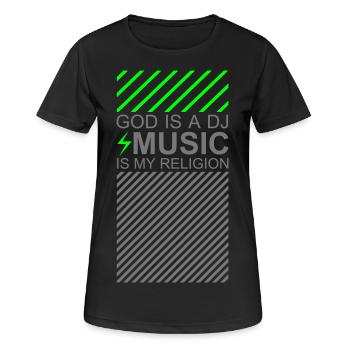 God is a DJ Music my Religion EDM Shuffle Festival - T-shirt respirant Femme - noir - Devant - AI Model Female 172 light (172cm)