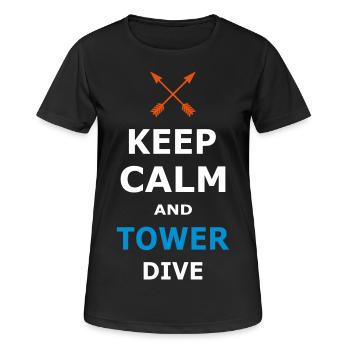 KEEP CALM AND TOWER DIVE - Frauen T-Shirt atmungsaktiv - Schwarz - Vorne - AI Model Female 172 light (172cm)