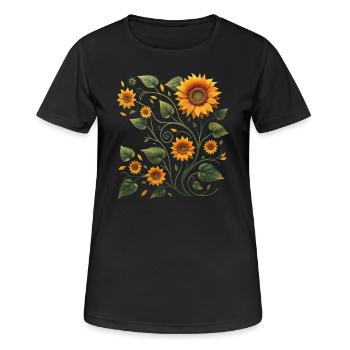 Tournesol Vigne Tournesol Tournesol Bouquet - T-shirt respirant Femme - noir - Devant - AI Model Female 172 light (172cm)
