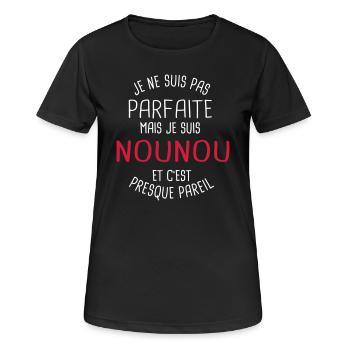 Pas parfaite mais nounou - T-shirt respirant Femme - noir - Devant - AI Model Female 172 light (172cm)
