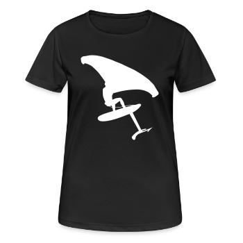 Dynamic wingsurfer on the water - Women's Breathable T-Shirt - black - Front - AI Model Female 172 light (172cm)