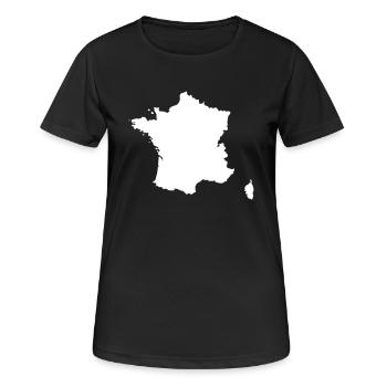 Frankreich Karte - Frauen T-Shirt atmungsaktiv - Schwarz - Vorne - AI Model Female 172 light (172cm)