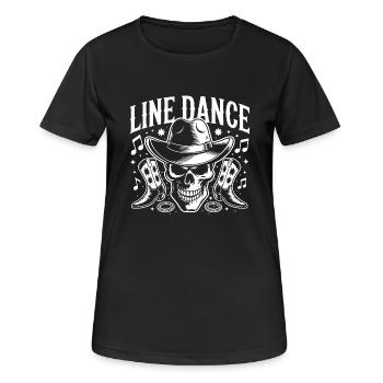 Line Dance Skull with Stetson and Boots and Lasso - Women's Breathable T-Shirt - black - Front - AI Model Female 172 light (172cm)