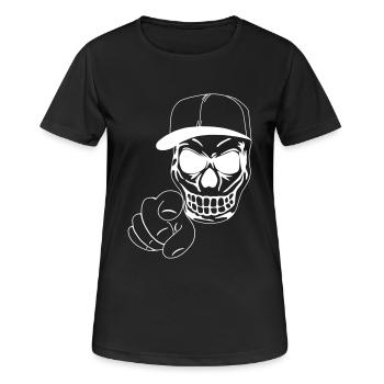 Totenkopf - Frauen T-Shirt atmungsaktiv - Schwarz - Vorne - AI Model Female 172 light (172cm)