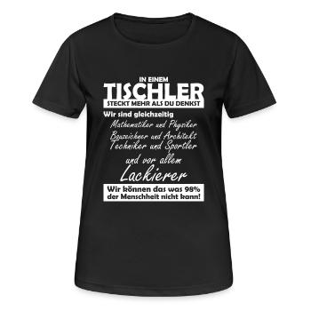Tischler - Frauen T-Shirt atmungsaktiv - Schwarz - Vorne - AI Model Female 172 light (172cm)