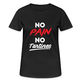 No pain no tartines - T-shirt respirant Femme - noir - Devant - AI Model Female 172 light (172cm)