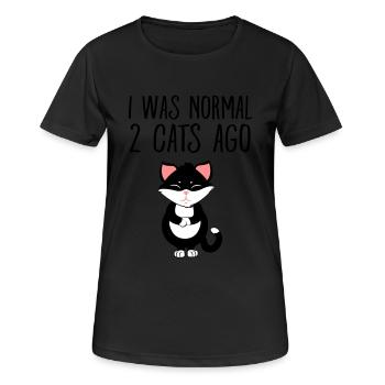 I Was Normal 2 Cats Ago - T-shirt respirant Femme - noir - Devant - AI Model Female 172 light (172cm)