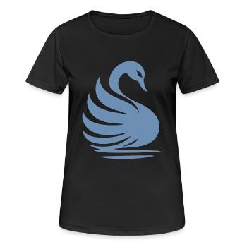 Elegante Schwan-Silhouette: Anmut auf dem Wasser - Frauen T-Shirt atmungsaktiv - Schwarz - Vorne - AI Model Female 172 light (172cm)
