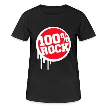 100 % Prozent Rock Musik Stempel Graffiti Tropfen - Frauen T-Shirt atmungsaktiv - Schwarz - Vorne - AI Model Female 172 light (172cm)