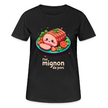 Pork tenderloin - Plain text - Women's Breathable T-Shirt - black - Front - AI Model Female 172 light (172cm)