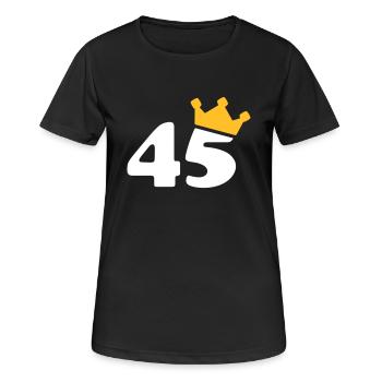 45 Couronne 45 anniversaire 45 ans - T-shirt respirant Femme - noir - Devant - AI Model Female 172 light (172cm)