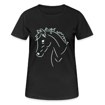 Pferdekopf - Frauen T-Shirt atmungsaktiv - Schwarz - Vorne - AI Model Female 172 light (172cm)