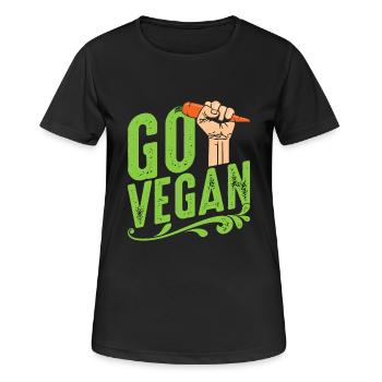Go Vegan Vegan Veganer Veganismus Möhre Tiere - Frauen T-Shirt atmungsaktiv - Schwarz - Vorne - AI Model Female 172 light (172cm)
