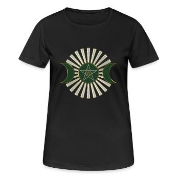 Moon - Pentagram - Venus flower - green - Women's Breathable T-Shirt - black - Front - AI Model Female 172 light (172cm)