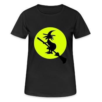 Hexe und Vollmond - Frauen T-Shirt atmungsaktiv - Schwarz - Vorne - AI Model Female 172 light (172cm)