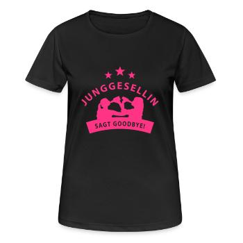 junggesellin - Frauen T-Shirt atmungsaktiv - Schwarz - Vorne - AI Model Female 172 light (172cm)
