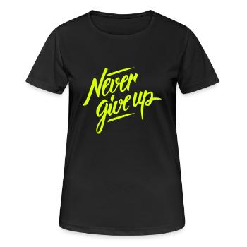 Gib nie auf - Frauen T-Shirt atmungsaktiv - Schwarz - Vorne - AI Model Female 172 light (172cm)