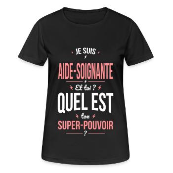 Aide soignante - Super pouvoir - T-shirt respirant Femme - noir - Devant - AI Model Female 172 light (172cm)